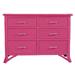 David Francis Furniture Bermuda 6 Drawer 48" W Double Dresser Wood/Wicker/Rattan in Pink | 34 H x 48 W x 20 D in | Wayfair B1800-S139-H302