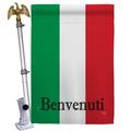 Breeze Decor Italy Benvenuti - Impressions Decorative 2-Sided 40 x 40 in. Polyester Flag Set in Gray/Green/Red | 40 H x 28 W x 4 D in | Wayfair