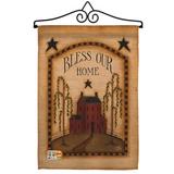 Breeze Decor Classic Bless our Home Impressions Decorative 2-Sided Polyester 19 x 13 in. Flag Set in Brown/Orange | 18.5 H x 13 W x 1 D in | Wayfair
