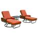 Darby Home Co Pineville 79.50" Long Chaise Lounge Set w/ Cushions & Table Metal in Orange | 28 H x 188 W x 79.5 D in | Outdoor Furniture | Wayfair