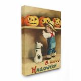 The Holiday Aisle® 'A Happy Halloween Child & Dog Seasonal Holiday Design' by Daphne Polselli - Graphic Art Print Canvas in Orange | Wayfair