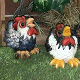 HomeStyles Country Critters Rooster "Freddie" & "Smylie" Whimsical Garden Statues Resin/Plastic in Blue/Red/White | 6 H x 6.5 W x 6.5 D in | Wayfair