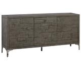 17 Stories 70" Wide Pine Wood Sideboard Wood in Brown/Gray/Green | 34 H x 70 W x 16 D in | Wayfair C2B9295E94D64169A76D37BDA87102B0