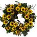 The Holiday Aisle® Sunflower 24" Silk Wreath Silk in Yellow | 24 H x 24 W x 5 D in | Wayfair 905C6B25DD5049929FCBC93E4DAB8E0D