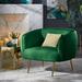 Barrel Chair - Willa Arlo™ Interiors Priebe 34" Wide Barrel Chair Wood/Velvet/Fabric in Green | 29 H x 34 W x 32 D in | Wayfair