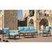 Rosecliff Heights Shivers Courtyard Teak Patio Sofa w/ Sunbrella Cushions Wood/Natural Hardwoods/Sunbrella® Fabric Included | Wayfair