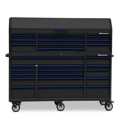 Montezuma 66.14" H x 24.61" W x 72.68" D Steel Tool Chest & Cabinet Storage Combo Steel in Black/Gray, Size 66.14 H x 24.61 W x 72.68 D in | Wayfair