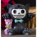 The Holiday Aisle® Taliesin Bagheera the Cougar w/ Bow-Tie & Panther Doll Voodoo Skeleton Resin in Gray/Pink | 3.5 H x 3.5 W x 2.75 D in | Wayfair