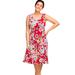 Plus Size Women's Fit and Flare Knit Dress by ellos in Red Floral (Size L)