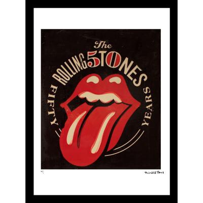 Rolling Stones Tonque 14x18 Framed Print by Venice Beach Collections Inc in Black Red