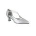 Extra Wide Width Women's Moonlight Pumps by Easy Street® in Silver Satin (Size 10 WW)