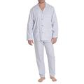 El Búho Nocturno - "The Gentlemen's Choice" Premium Striped Poplin Lapel Men's Long Pyjama Royal Blue 100% Cotton Size 3 (M)