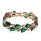 StunningBoutique "Chic Gold Plated Green Sapphire Colour Austria Crystal Bangle Women Bracelet Party Jewellery (Green, Rose Gold Plated) 19CM/7.5 inches