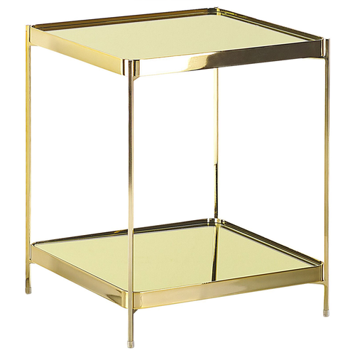 Beistelltisch Gold Metall Glas 41 x 41 cm Klassisch Elegant Multifunktional Wohnzimmer