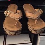 Coach Shoes | Authentic Coach Evelin's Wedge Sandals Tan Khaki. | Color: Brown/Tan | Size: 5