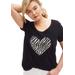 Plus Size Women's Love Ellos Graphic Tee by ellos in Black Zebra Heart (Size S)