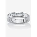 Men's Big & Tall Platinum Over Sterling Silver Cubic Zirconia Wedding Ring by PalmBeach Jewelry in White (Size 7)