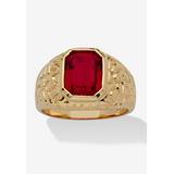 Men's Big & Tall Yellow Gold Plated Simulated Red Ruby Nugget Style Ring by PalmBeach Jewelry in Gold (Size 15)