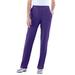Plus Size Women's Straight-Leg Soft Knit Pant by Roaman's in Midnight Violet (Size 4X) Pull On Elastic Waist