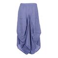 Gracious Girl Cornflower Blue - New Womens Italian Lagenlook Elasticated 2 Slit Pocket Parachute Asymmetric Tulip Long Linen Ladies Maxi Skirt One Size UK 8-18