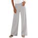 Plus Size Women's Wide-Leg Soft Knit Pant by Roaman's in Medium Heather Grey (Size 4X) Pull On Elastic Waist