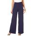 Plus Size Women's Wide-Leg Soft Knit Pant by Roaman's in Navy (Size 5X) Pull On Elastic Waist