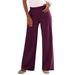 Plus Size Women's Wide-Leg Soft Knit Pant by Roaman's in Dark Berry (Size M) Pull On Elastic Waist