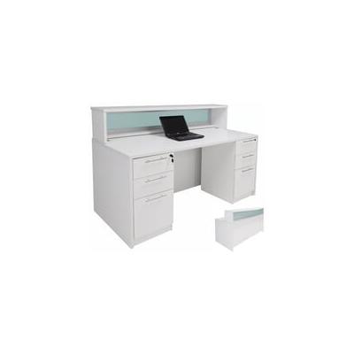 66"W White Salon Reception Desk w/drawers
