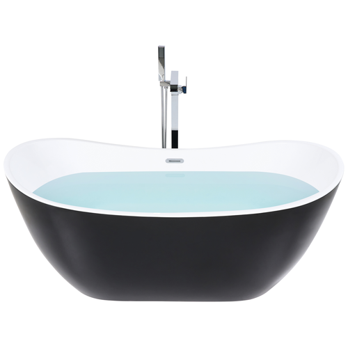 Freistehende Badewanne 170 x 77 cm Schwarz Sanitäracryl Oval Modern