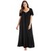 Plus Size Women's Long Silky Lace-Trim Gown by Only Necessities in Black (Size 5X) Pajamas