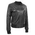 A1 FASHION GOODS Womens Soft Black Leather Bomber Jacket Casual Zip Up Fitted Varsity - Joy (20)