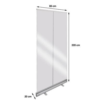 Mobile Roll-Up Hygieneschutzwand 85 x 20 x 220 cm grau, EICHNER, 85x220x20 cm