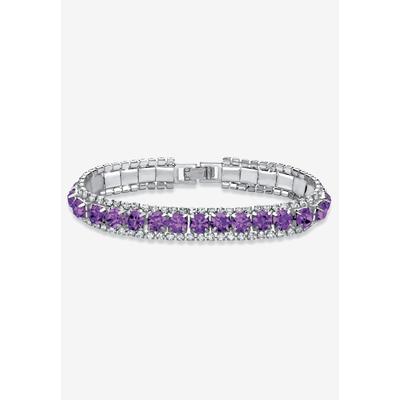 Women's Silver Tone Tennis Bracelet Simulated Birthstones and Crystal, 7" by PalmBeach Jewelry in February