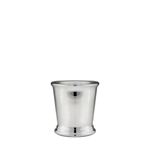 Vase und Übertopf/Eiseimer Silberglas H 15,5 cm D 14,5 cm