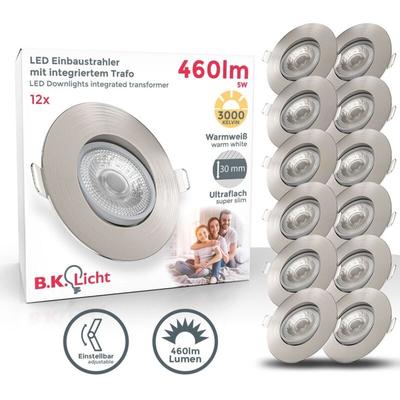 Einbaustrahler 68mm 12er Set - 230V, 4,9W, 480lm, led, warmweiß, matt-nickel Image