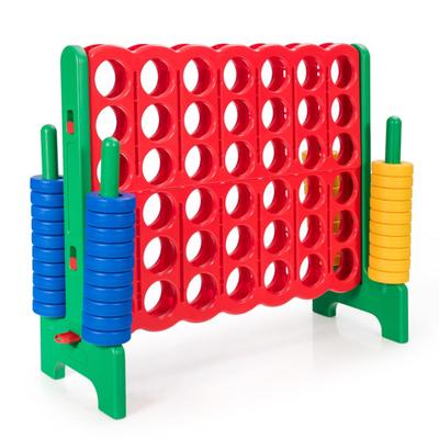 Costway Jumbo 4-to-Score Giant Game Set with 42 Jumbo Rings and Quick-Release Slider-Green