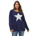 Plus Size Women's Star Applique Sweater by ellos in Navy Ivory (Size 5X)