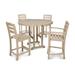 POLYWOOD® La Casa Café 5-Piece Round Farmhouse Counter Outdoor Dining Set Plastic in Brown | Wayfair PWS254-1-SA