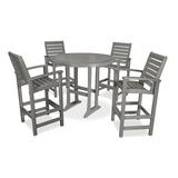 POLYWOOD® 5 Piece Signature Bar Outdoor Dining Set Plastic in Gray | Wayfair PWS305-1-GY