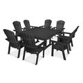 POLYWOOD® Nautical Adirondack 9-Piece Trestle Outdoor Dining Set Plastic in Black | Wayfair PWS375-1-BL