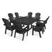 POLYWOOD® Nautical Adirondack 9-Piece Trestle Outdoor Dining Set Plastic in Black | Wayfair PWS375-1-BL