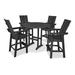 POLYWOOD® Modern Curveback Adirondack 5-Piece Nautical Trestle Bar Set Plastic in Black | 53.13 H x 120 W x 120 D in | Outdoor Furniture | Wayfair