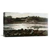 Vault W Artwork Fisherman on Rocks by Winslow Homer - Print on Canvas in Brown/Green | 12.54 H x 22 W x 1.5 D in | Wayfair