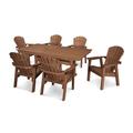 POLYWOOD® Seashell 7- Piece Farmhouse Outdoor Dining Set w/ Trestle Legs, Resin in Brown | 35.75 H x 108 W x 142 D in | Wayfair PWS310-1-TE