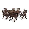 POLYWOOD® Vineyard Folding Chair 7-Piece Farmhouse Outdoor Dining Set w/ Trestle Legs Plastic | 38.5 H x 148 W x 113 D in | Wayfair PWS341-1-MA