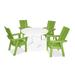 POLYWOOD® Modern Curveback Adirondack 5-Piece Nautical Trestle Outdoor Dining Set Plastic in Green | 40.38 H x 117 W x 117 D in | Wayfair