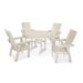 POLYWOOD® Modern Curveback Adirondack 5-Piece Nautical Trestle Outdoor Dining Set Plastic in Brown | 40.38 H x 117 W x 117 D in | Wayfair