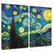 Vault W Artwork Starry Night by Vincent Van Gogh - 2 Piece Wrapped Canvas Graphic Art Print Set Metal in Green/Yellow | 32 H x 48 W x 2 D in | Wayfair