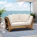 Loon Peak® Alamo Patio Daybed w/ Cushions Natural Hardwoods in White/Brown | 27.25 H x 82 W x 30.5 D in | Wayfair 9ACD538206D045F8ACFA599A27A41715