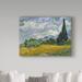 Vault W Artwork 'Wheat Field w/ Cypresses' by Vincent Van Gogh Oil Painting Print on Wrapped Canvas in Blue/Green | 18 H x 24 W x 2 D in | Wayfair